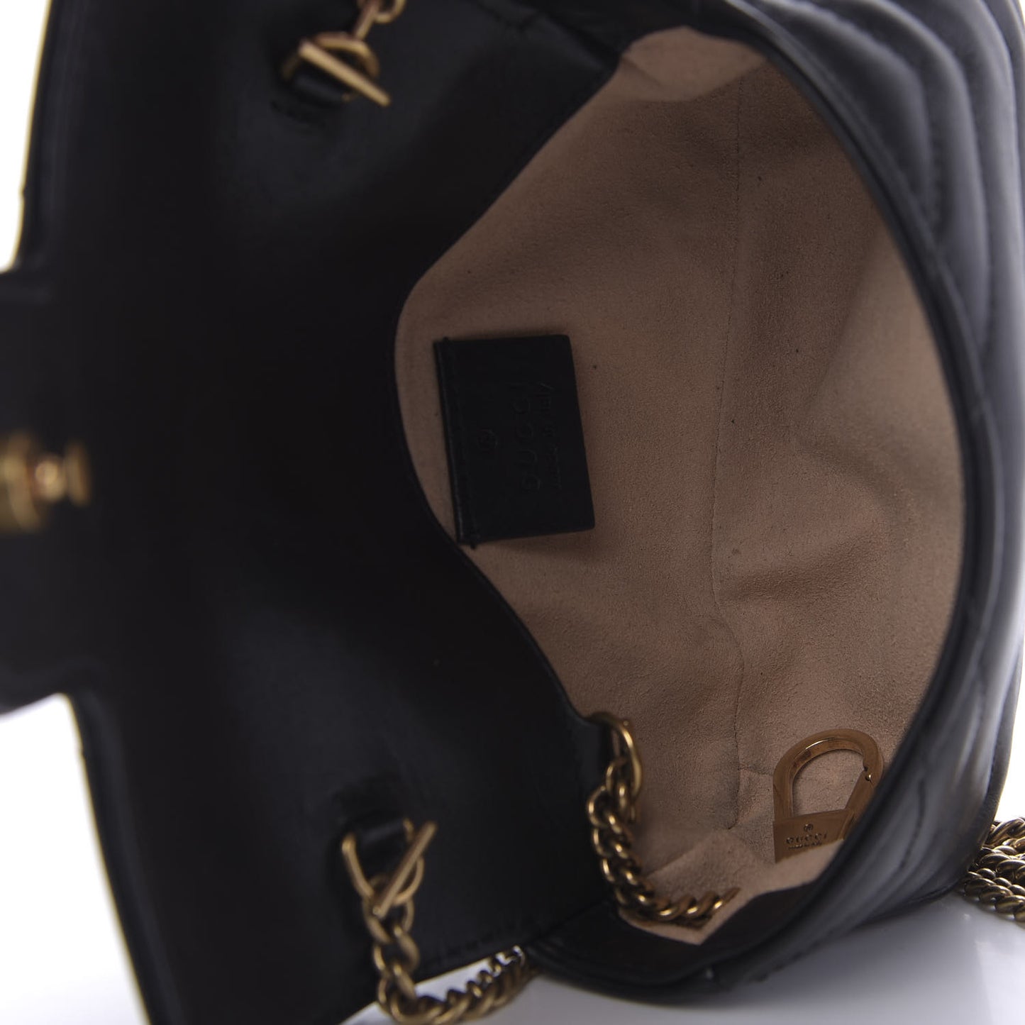 Calfskin Matelasse Super Mini GG Marmont Shoulder Bag Black