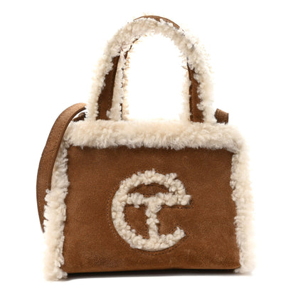 Telfar X UGG Suede Shearling Small Shopping Bag Chestnut 1 of 10