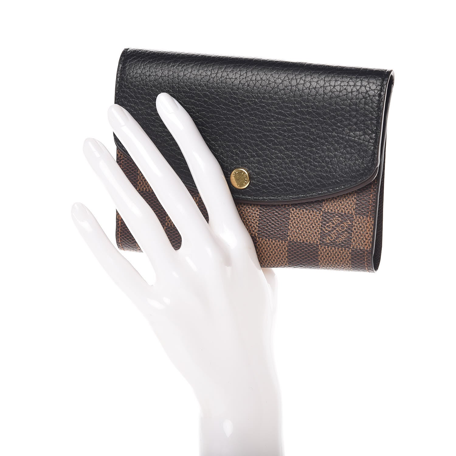 Louis Vuitton Damier Ebene Normandy Compact Wallet Black 2 of 9