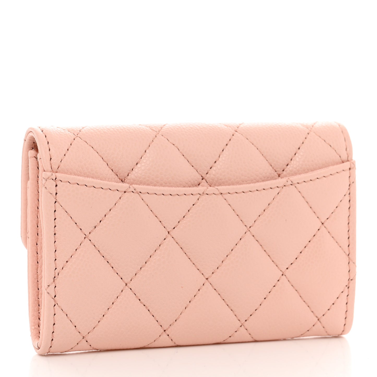 Caviar Quilted Flap Card Holder Wallet Light Pink