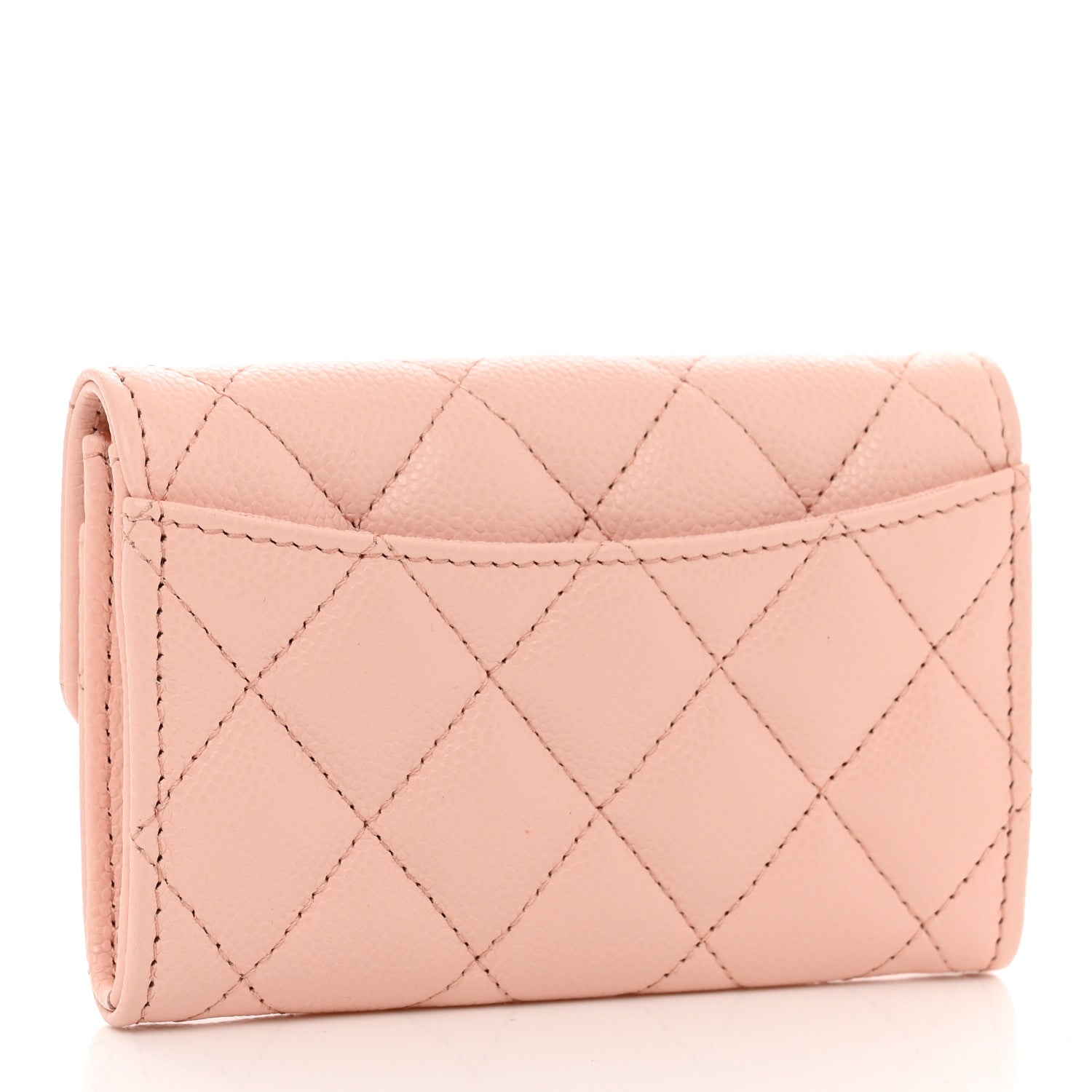 Chanel Caviar Quilted Flap Card Holder Wallet Light Pink 3 of 8