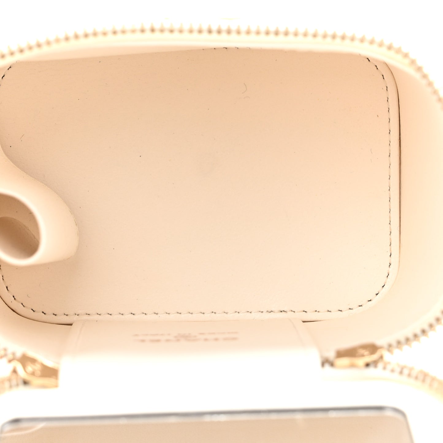 Lambskin Quilted Mini Vanity Case With Chain White