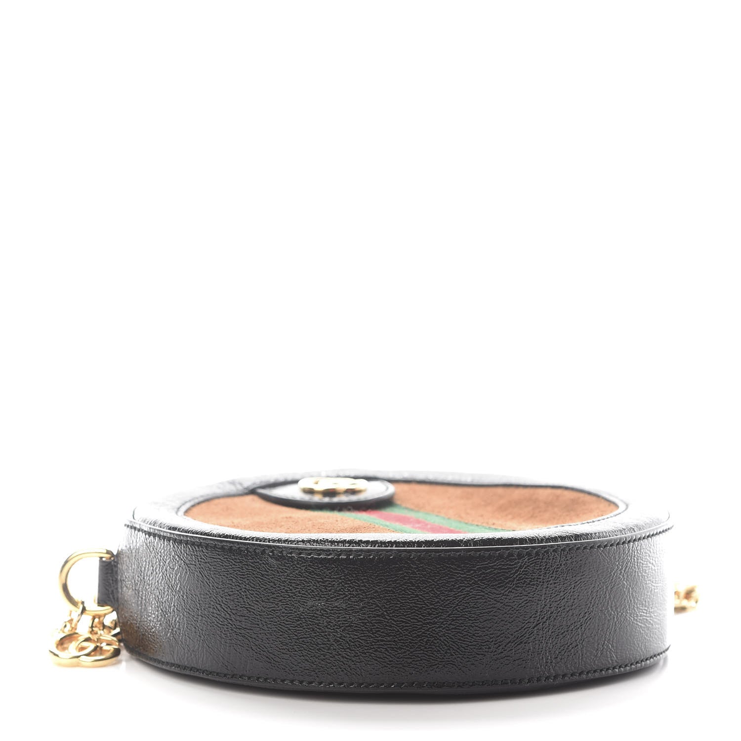 Gucci Suede Patent Web Mini Ophidia Round Shoulder Bag Nocciola Black 4 of 7