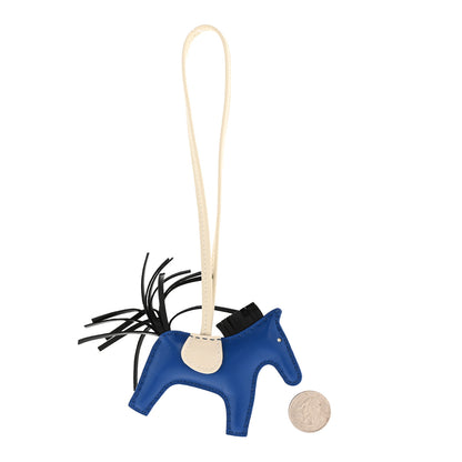 Hermes Milo Lambskin Grigri Rodeo Horse Bag Charm PM Bleu France Nata Black 2 of 4