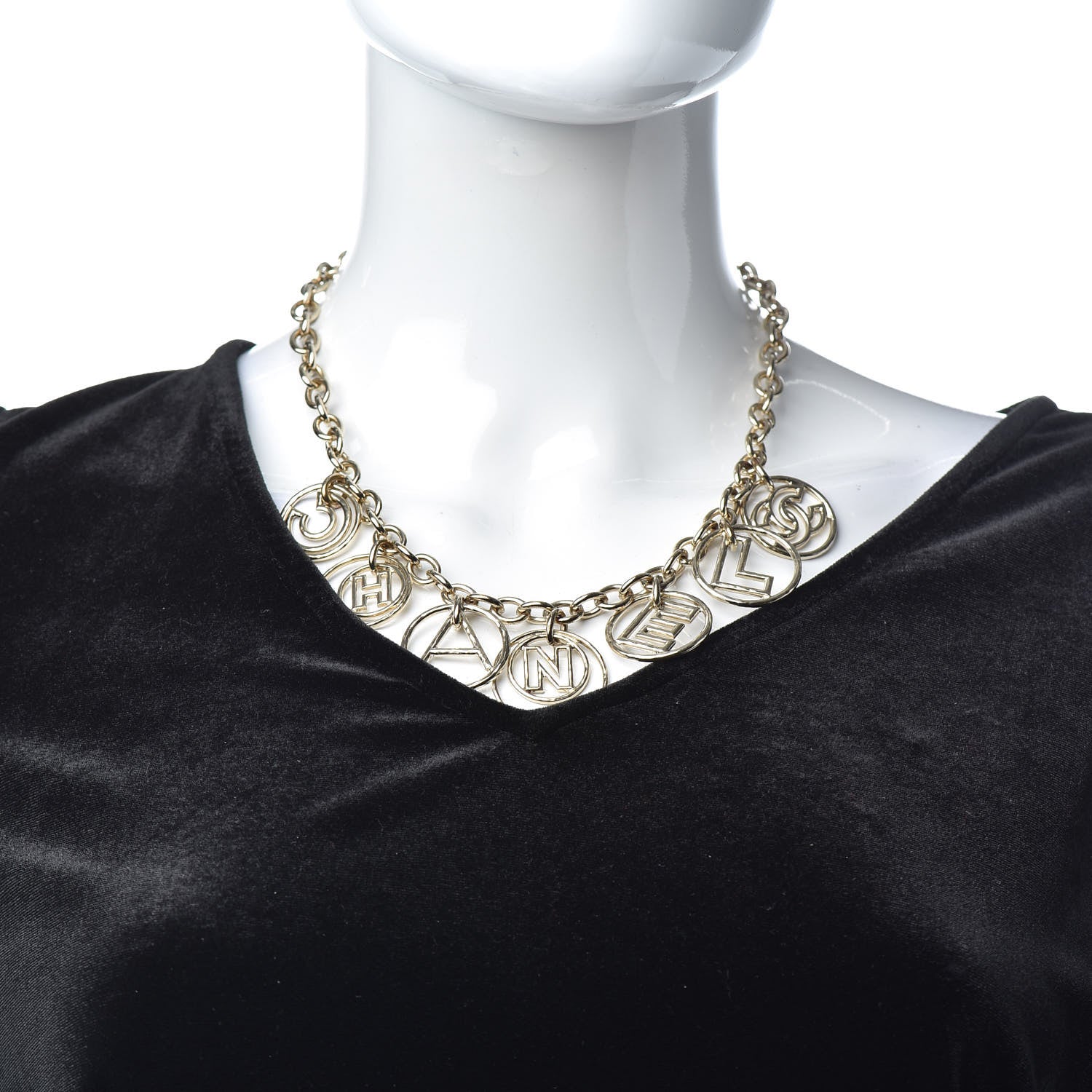 Chanel Metal Hoop Cuba Logo Necklace Gold 2 of 4