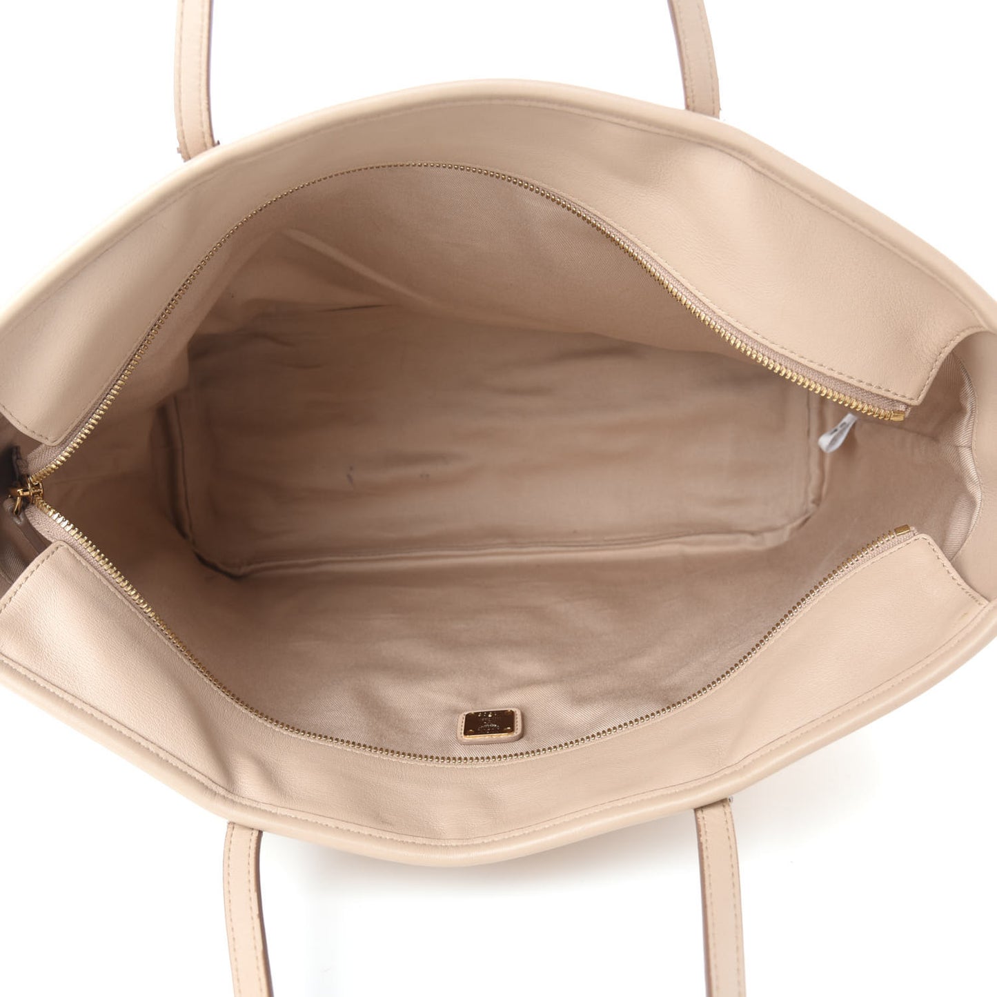 Visetos Medium Studded Rabbit Top Zip Shopper Tote Beige