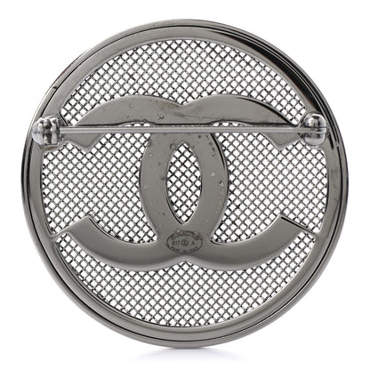 Chanel Mesh Circle CC Brooch Silver 3 of 5