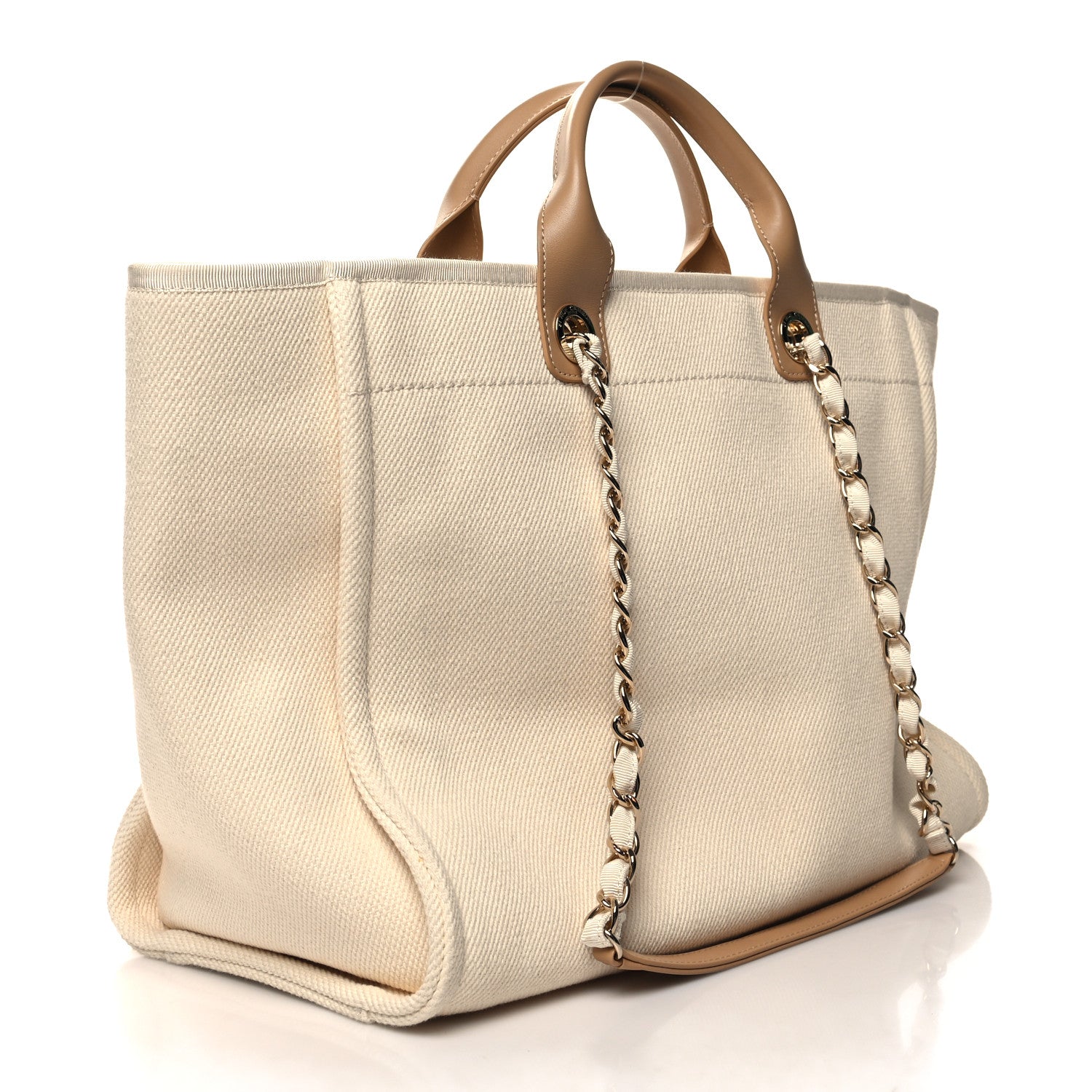 Chanel Canvas Pearl Large Deauville Tote Ecru Beige 3 of 10