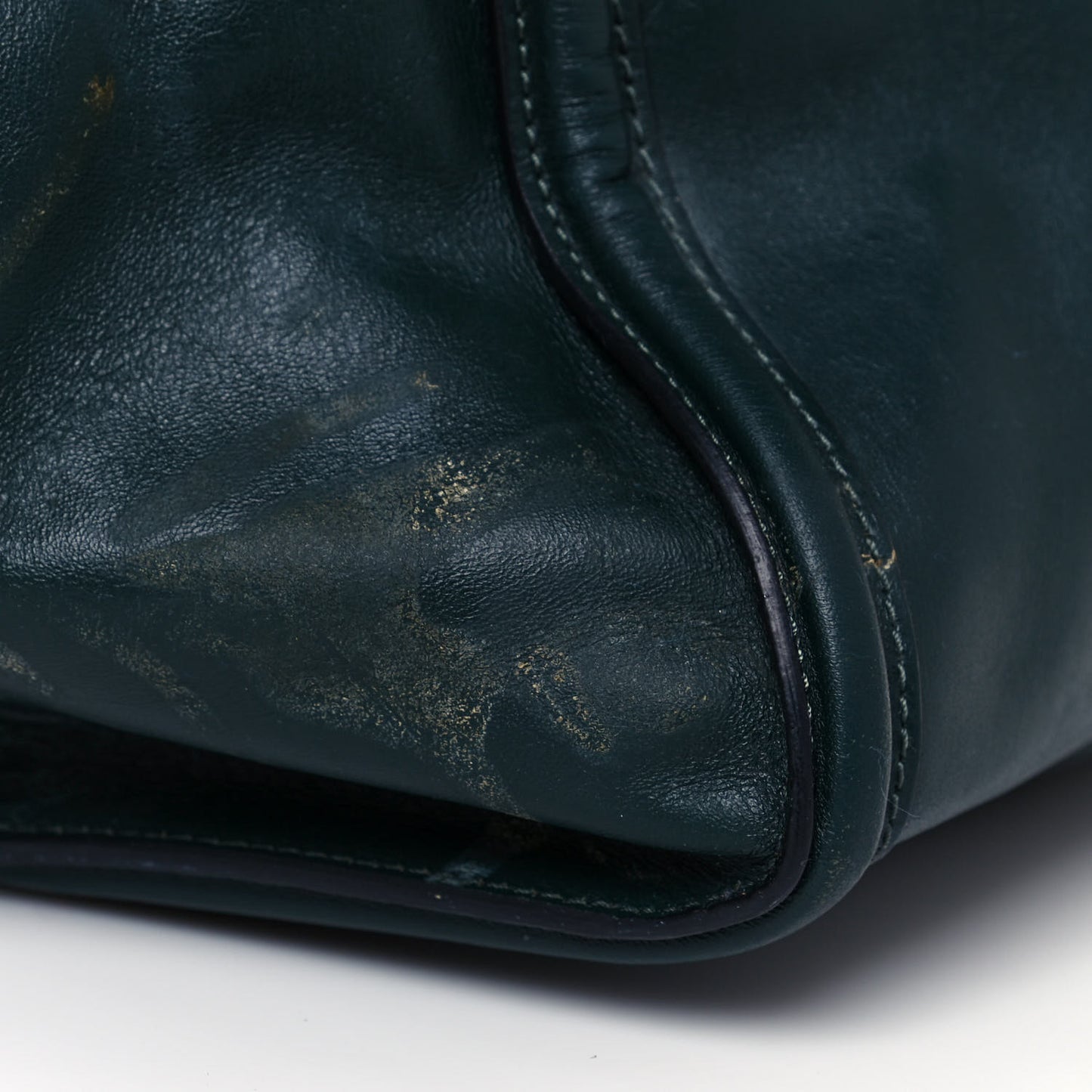 Pebbled Calfskin Large Skull Padlock Zip Around Tote Dark Green