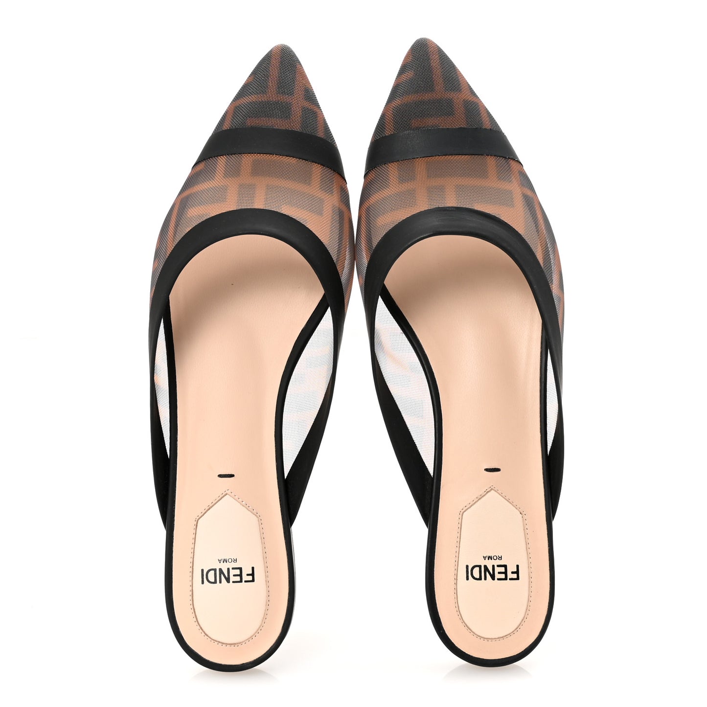 Technical Mesh Vitello FF Colibri Flat Mules 36 Tobacco Moro Black