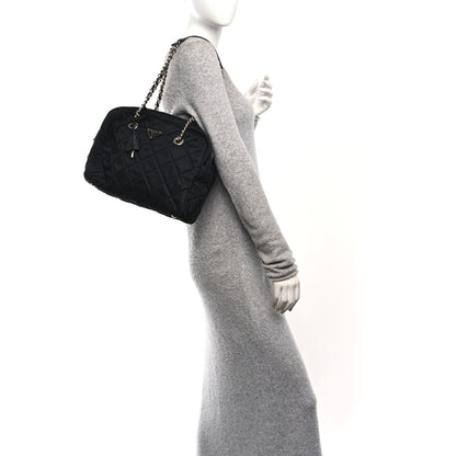 Prada Nylon Tessuto Impuntu Quilted Shoulder Bag Black 2 of 9
