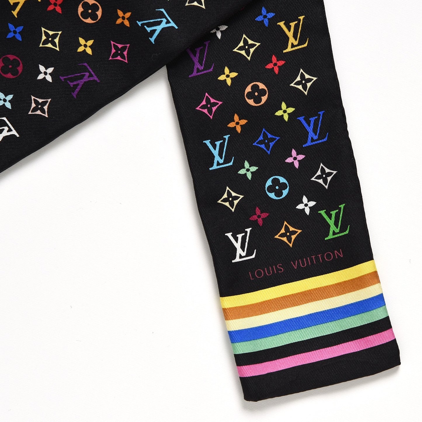 Silk Monogram Multicolor Bandeau Black
