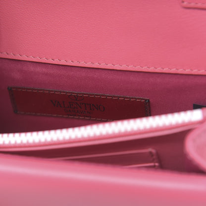 Valentino Garavani Vitello Colorblock Free Rockstud Wallet on Chain Shadow Pink Optic White 6 of 9