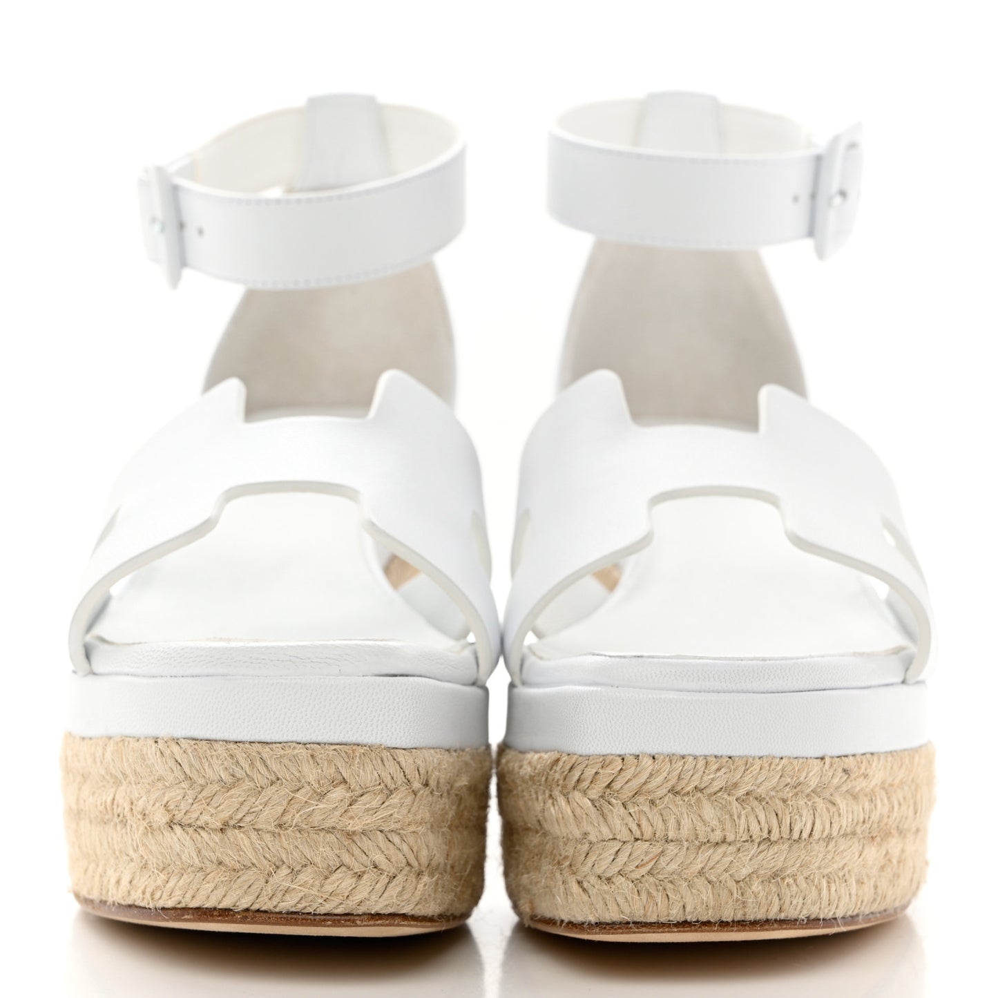 Goatskin Elda Espadrille Wedge Sandals 35 White