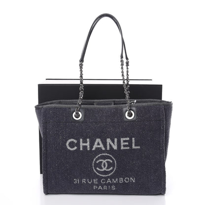 Chanel Lurex Boucle Small Deauville Tote Light Grey 7 of 9