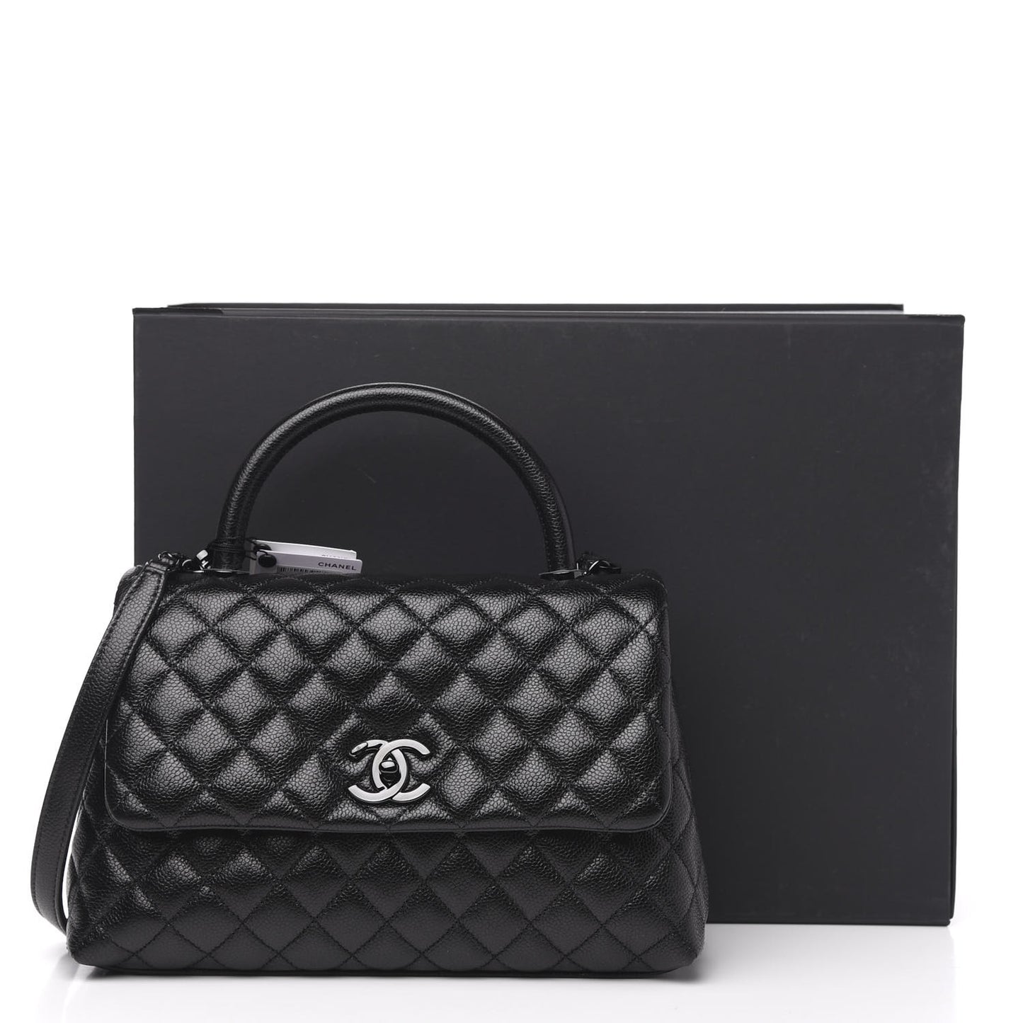 Caviar Quilted Small Coco Handle Flap So Black