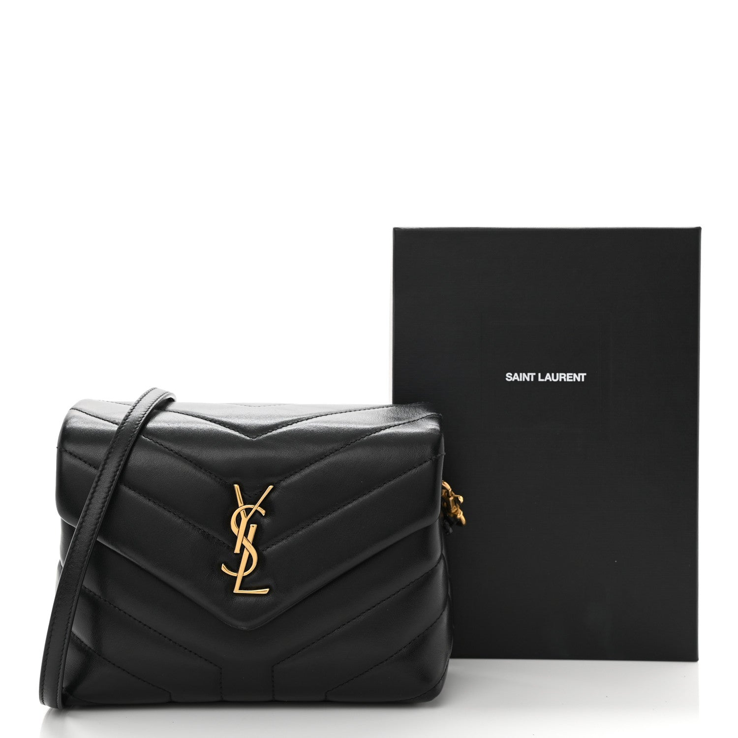 Saint Laurent Calfskin Y Quilted Monogram Toy Loulou Crossbody Bag Black 12 of 12