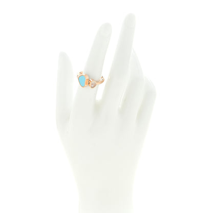 Chopard 18K Rose Gold Diamond Turquoise Happy Hearts Ring 52 6 2 of 5