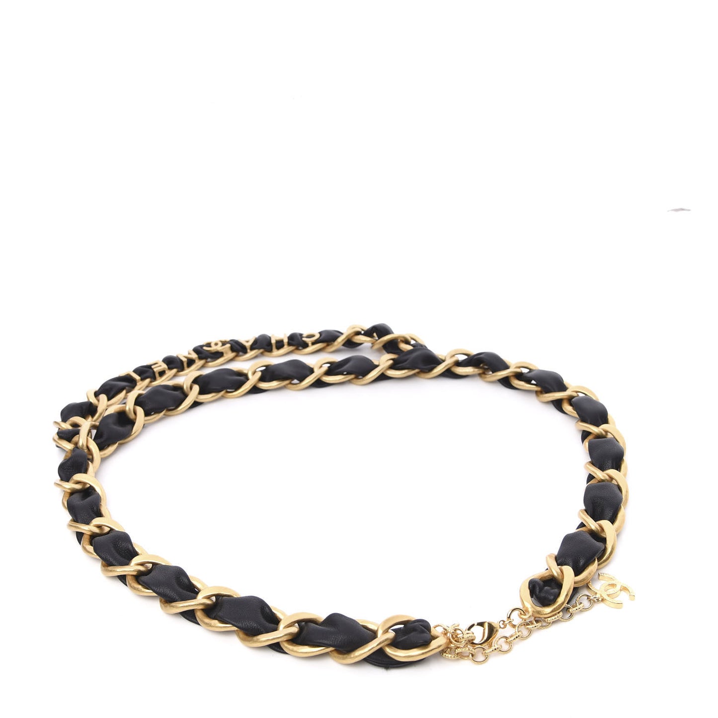 Calfskin Woven 90s Icon CC Belt Black
