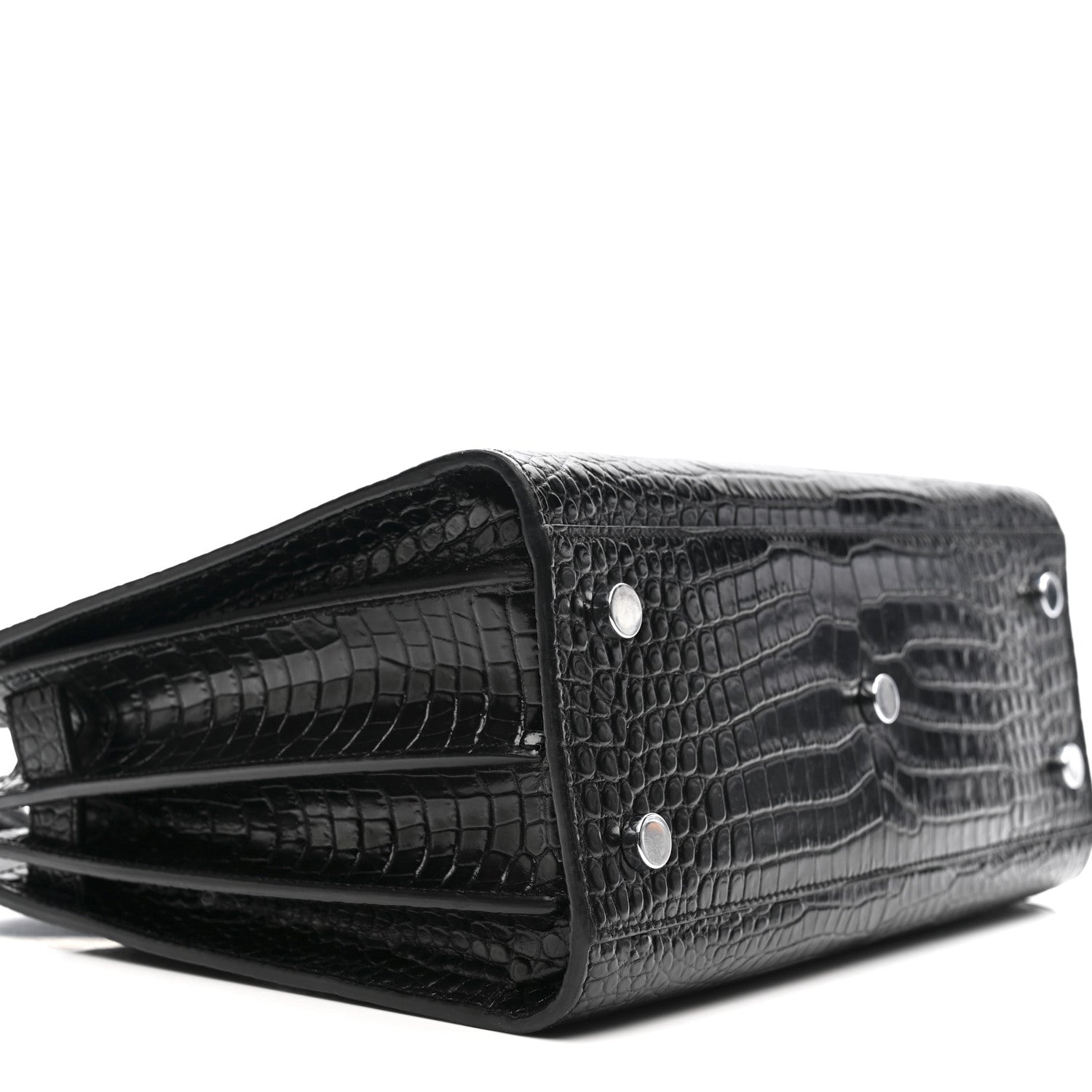 Saint Laurent Calfskin Crocodile Embossed Baby Sac De Jour Black 9 of 15