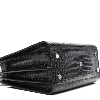 Saint Laurent Calfskin Crocodile Embossed Baby Sac De Jour Black 9 of 15