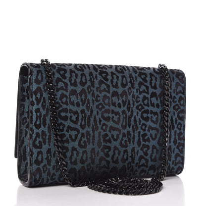 Saint Laurent Glitter Leopard Small Monogram Kate Satchel Blue 3 of 9