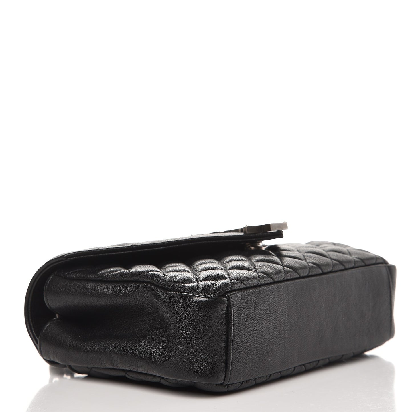 Sheepskin Tri-Quilt Monogram Medium College Bag Black