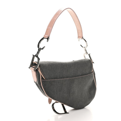 Christian Dior Patent Denim Jeans Saddle Saddle Bag Grey Pink 3 of 13