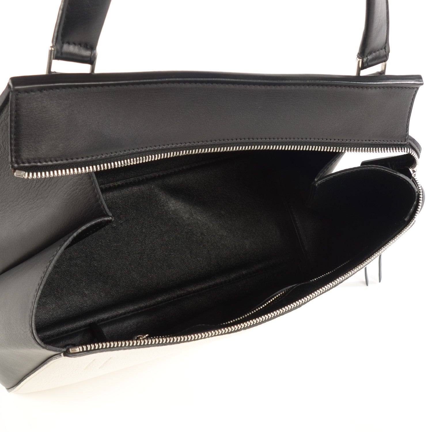 Celine Textured Calfskin Small Bi-Color Edge Shoulder Bag Black Cream 11 of 27