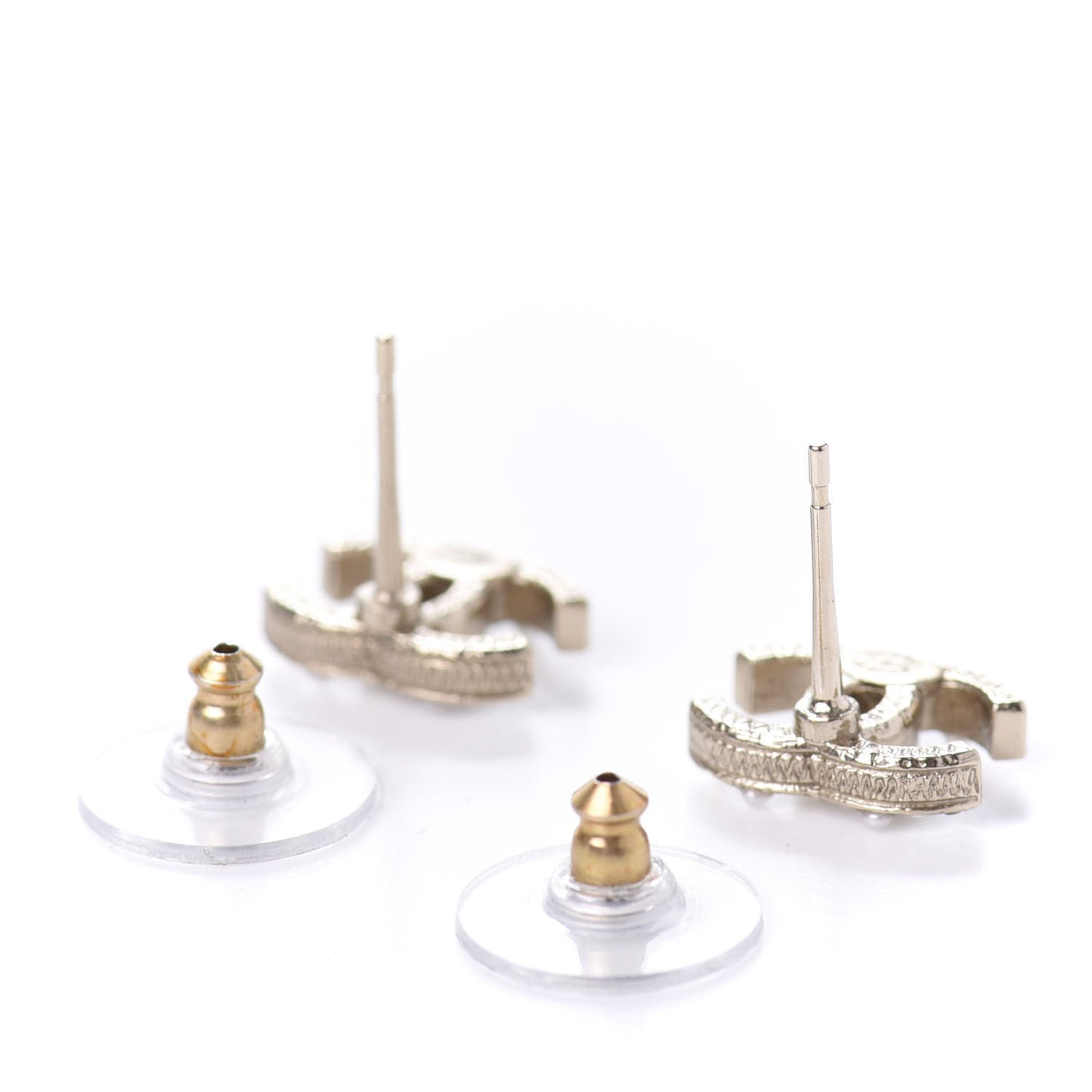 Pearl Crystal CC Earrings Light Gold