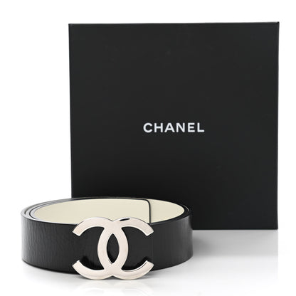Chanel Patent Calfskin CC Reversible Belt 95 Black White 6 of 6