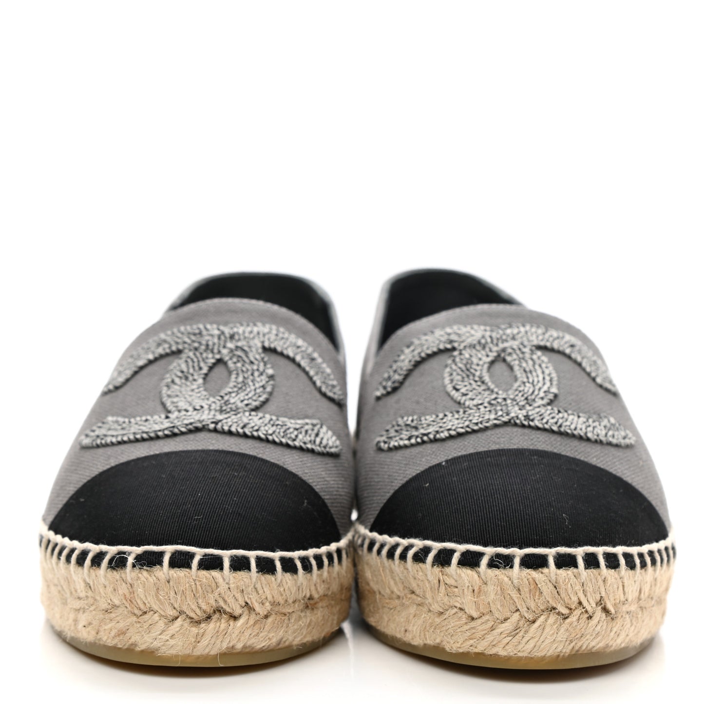 Canvas Grosgrain CC Espadrilles 38 Grey Black