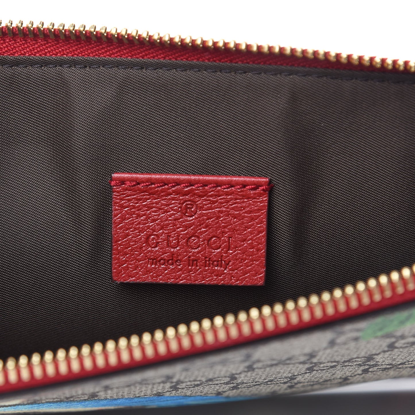 GG Supreme Monogram Tian Large Zip Pouch Beige Multicolor Red