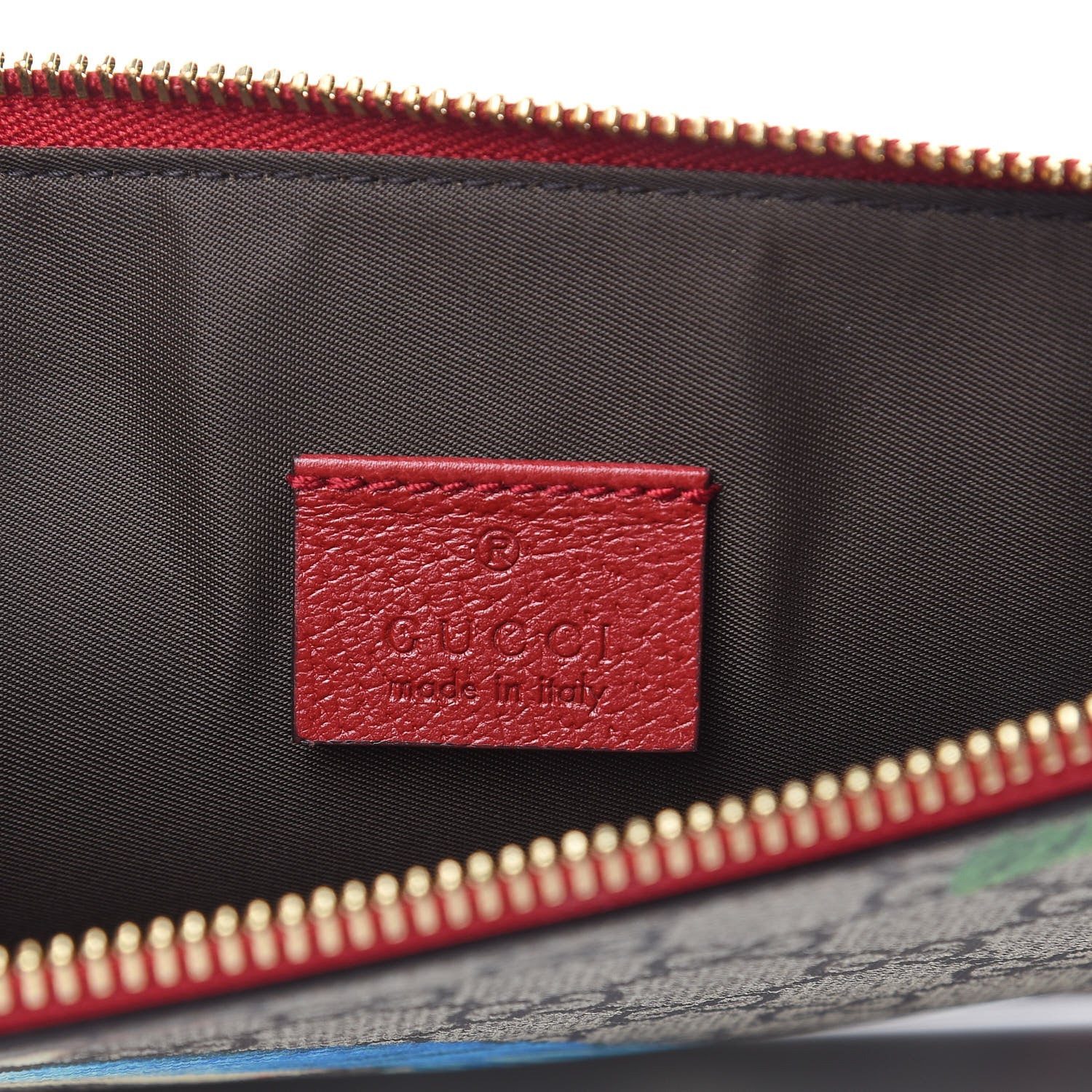 Gucci GG Supreme Monogram Tian Large Zip Pouch Beige Multicolor Red 7 of 8