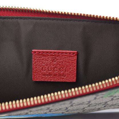 Gucci GG Supreme Monogram Tian Large Zip Pouch Beige Multicolor Red 7 of 8