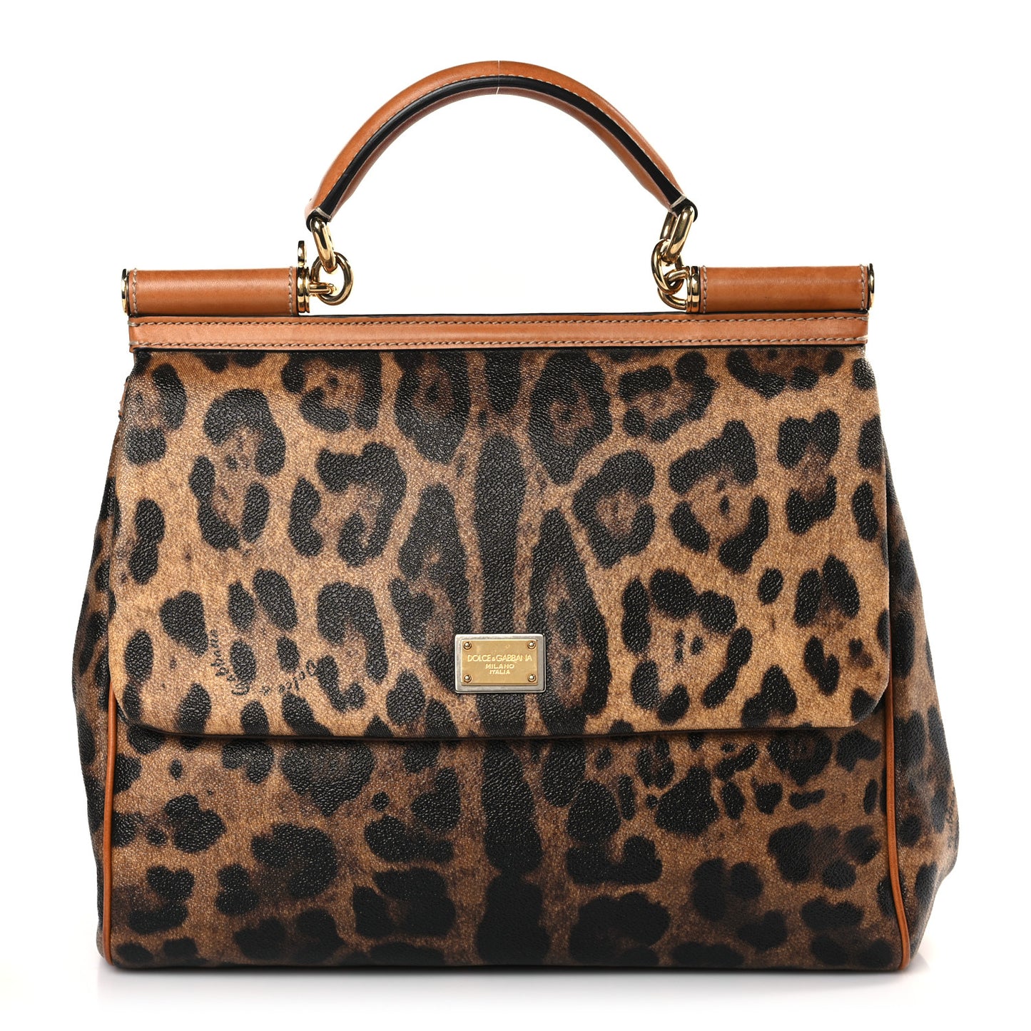 Dauphine Leopard Print Medium Miss Sicily Satchel Naturale Tan