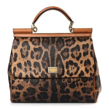 Dolce & Gabbana Dauphine Leopard Print Medium Miss Sicily Satchel Naturale Tan 1 of 8