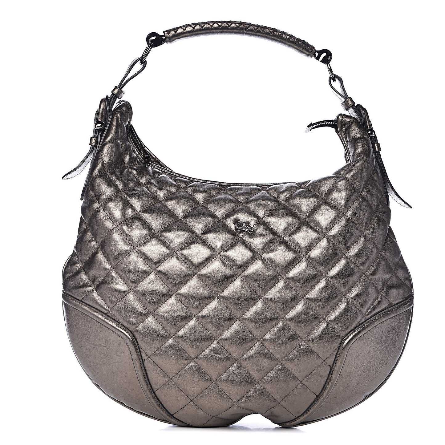Metallic Calfskin Quilted Hoxton Hobo Nickel
