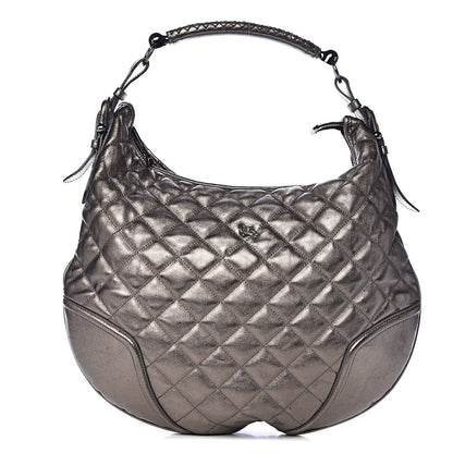 Burberry Metallic Calfskin Quilted Hoxton Hobo Nickel 1 of 16