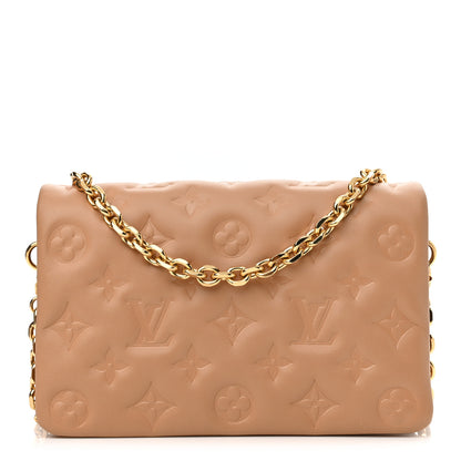 Louis Vuitton Lambskin Embossed Monogram Pochette Coussin Camel 1 of 12