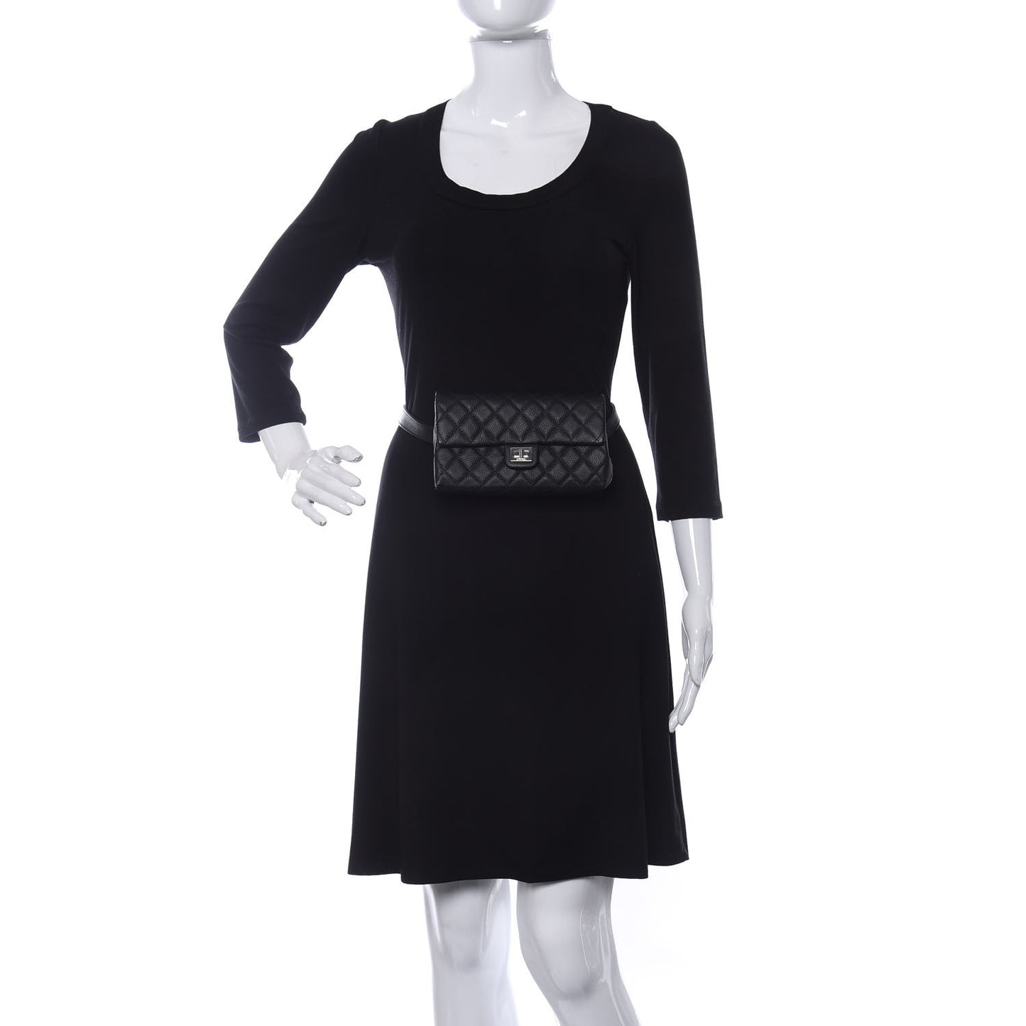 Grained Calfskin Quilted 2.55 Reissue Flap Belt Bag Clutch Black