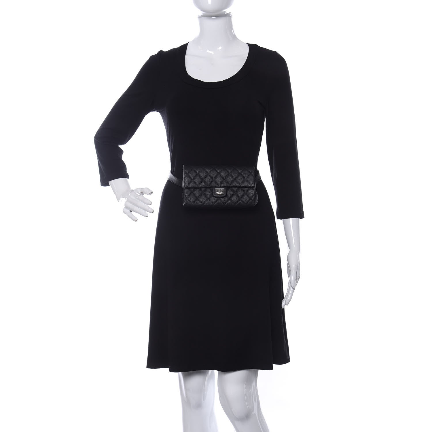 Chanel Grained Calfskin Quilted 2.55 Reissue Flap Belt Bag Clutch Black 2 of 13