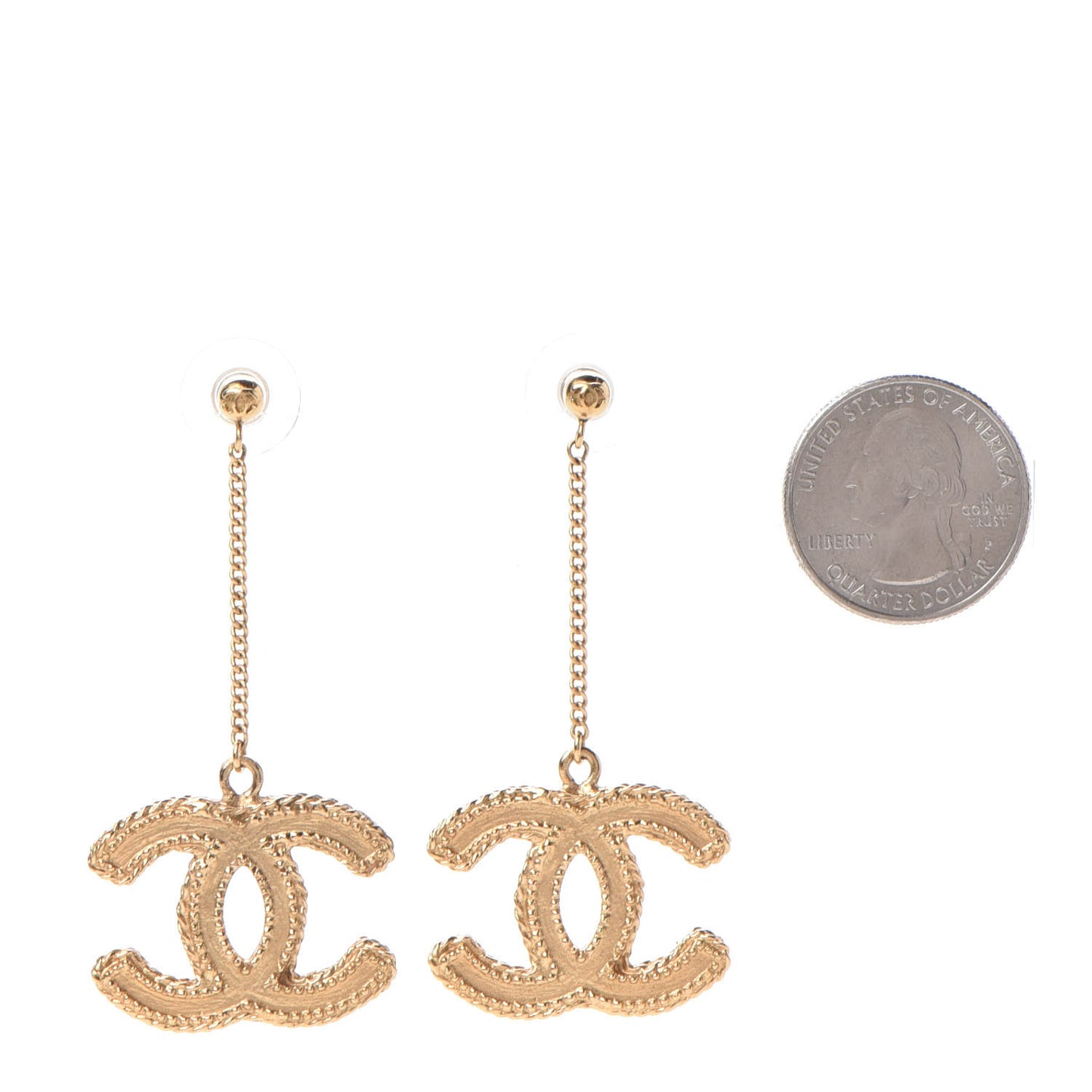CC Drop Earrings Matte Gold