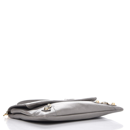 Balenciaga Agneau Giant 12 Gold Hardware Envelope Strap Clutch Gris Pyrite 11 of 15