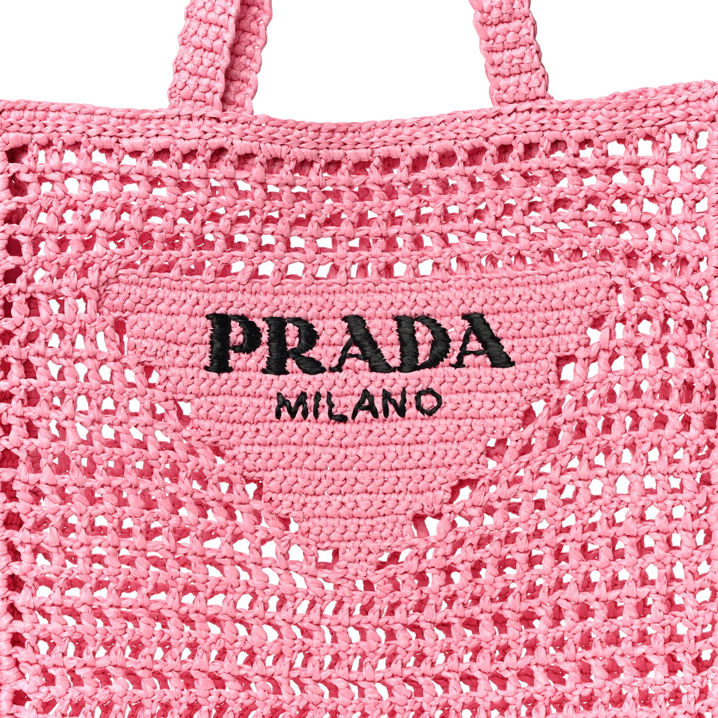 Yarn Raffia Effect Crochet Logo Embroidered Tote Bag Petalo