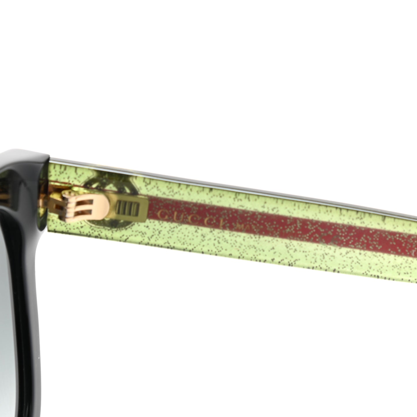 Acetate Square Frame Web Glitter Sunglasses GG0034S Black Green