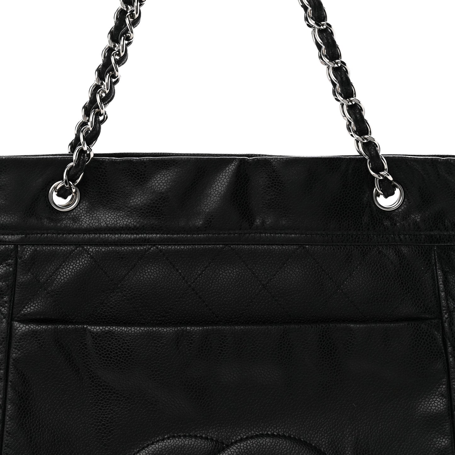 Soft Caviar Large Timeless CC Shopping Tote Black
