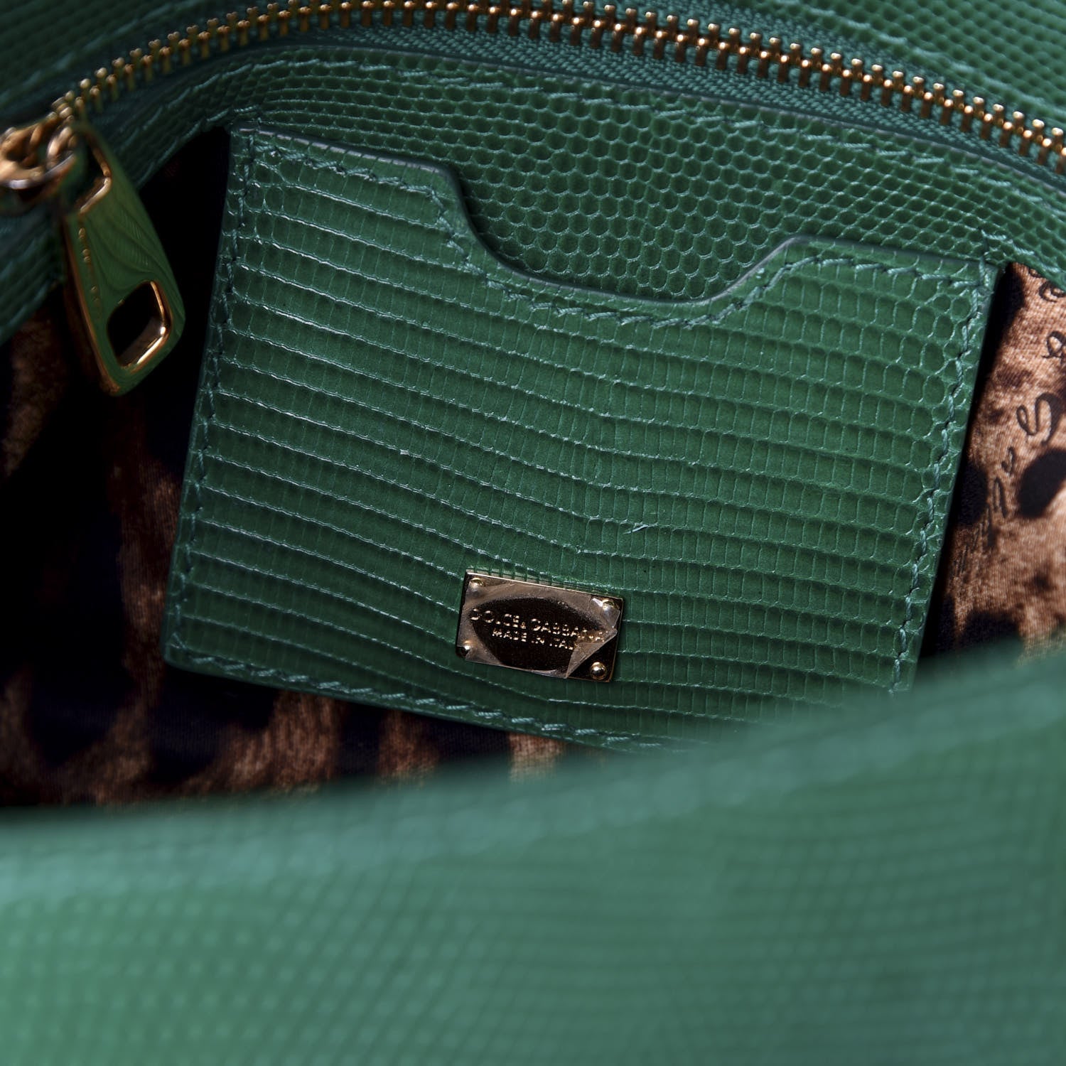 Dolce & Gabbana Iguana Calfskin Embossed Medium Miss Sicily Satchel Green 8 of 9