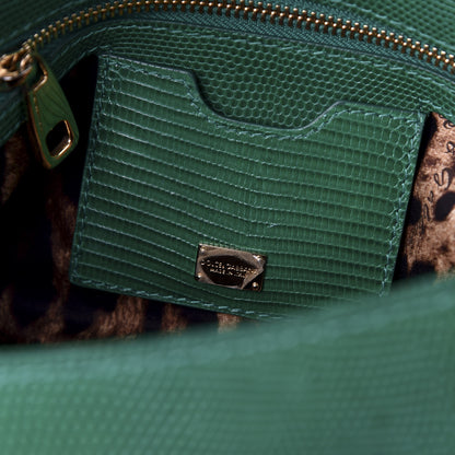 Dolce & Gabbana Iguana Calfskin Embossed Medium Miss Sicily Satchel Green 8 of 9