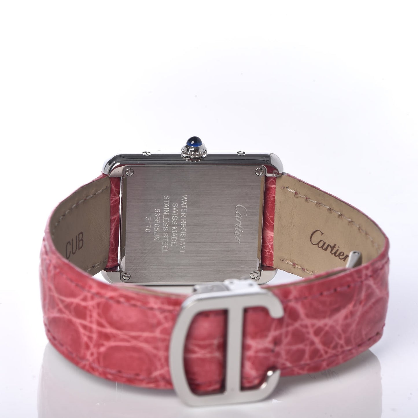 Stainless Steel Alligator 24mm Tank Solo Quartz Watch Red
